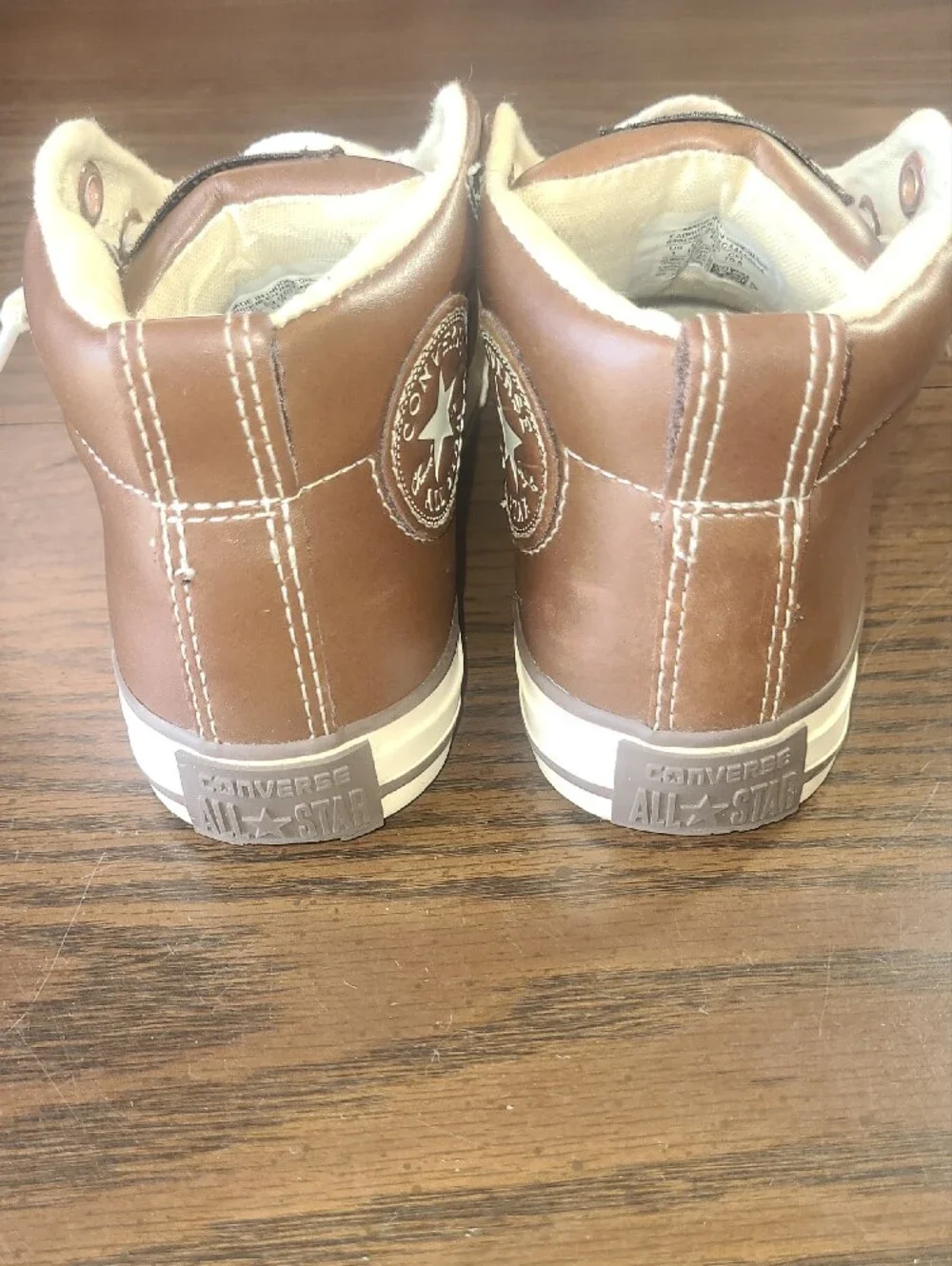 Converse Kids Brown and White Leather Mid Sneakers Size 1